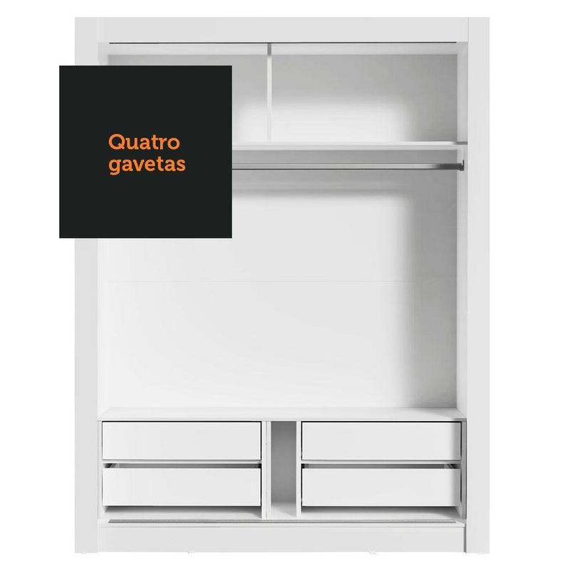 Guarda-roupa solteiro madesa dallas plus 2 portas de correr de espelho 4 gavetas