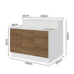 Ilha de cozinha com bancada e balcão 120 cm stella madesa