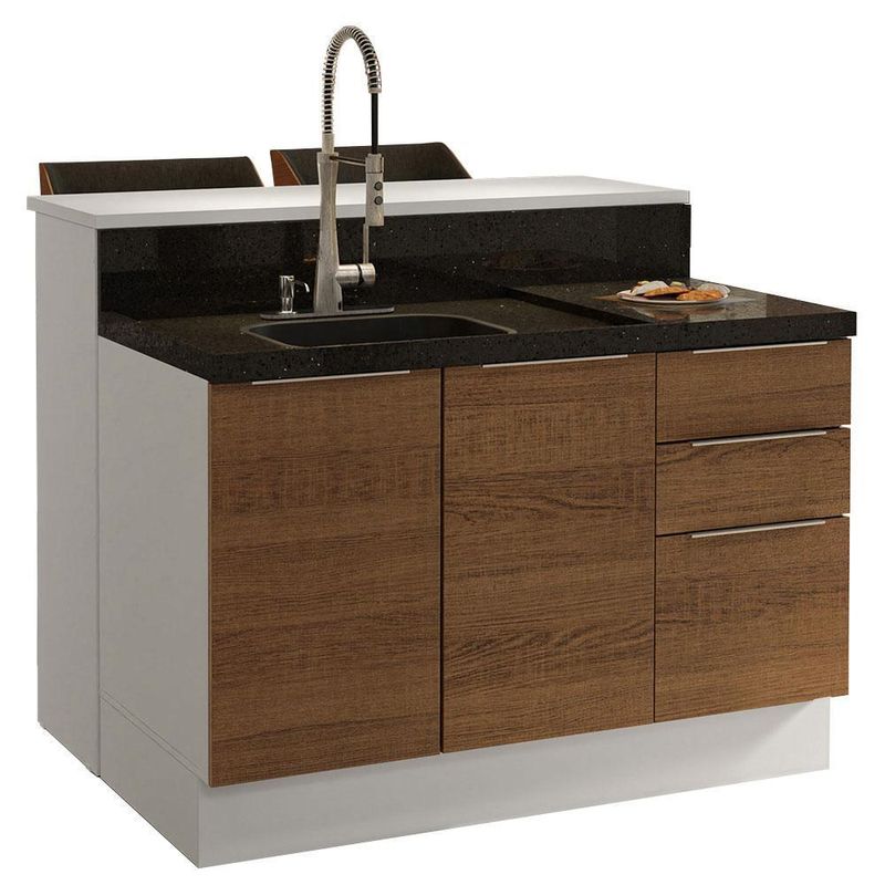 Ilha de cozinha com bancada e balcão 120 cm stella madesa