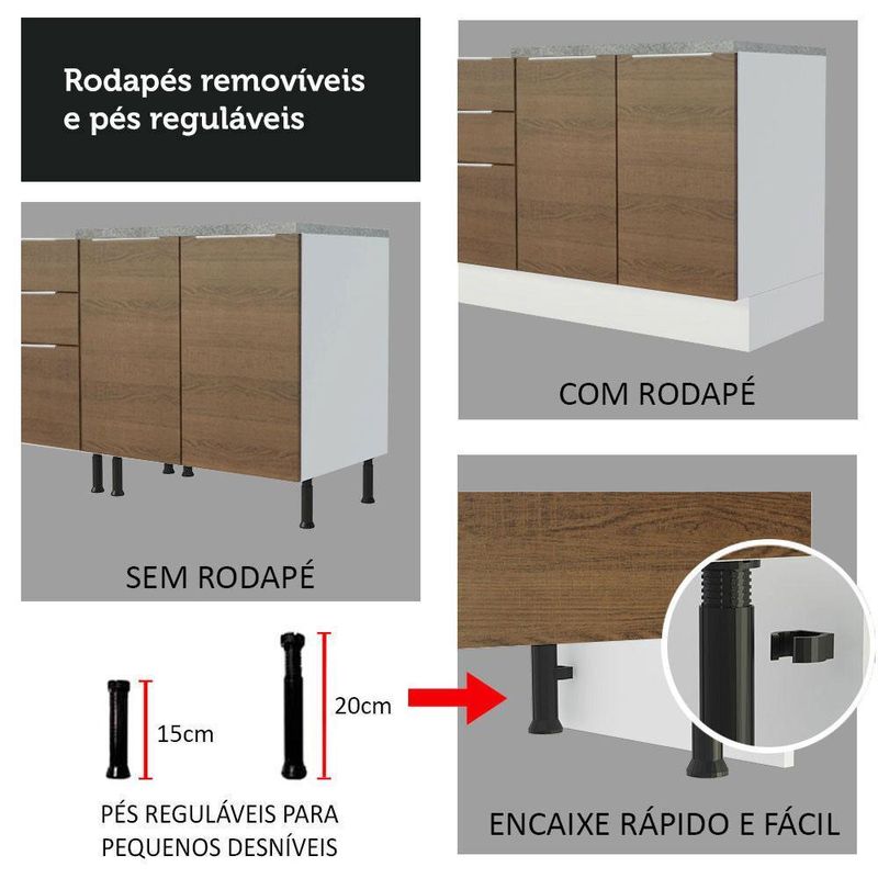 Ilha de cozinha com bancada e balcão 120 cm stella madesa