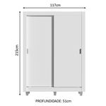 Guarda-roupa solteiro madesa denver 2 portas de correr com pés - branco