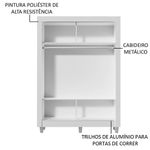 Guarda-roupa solteiro madesa denver 2 portas de correr com pés - branco