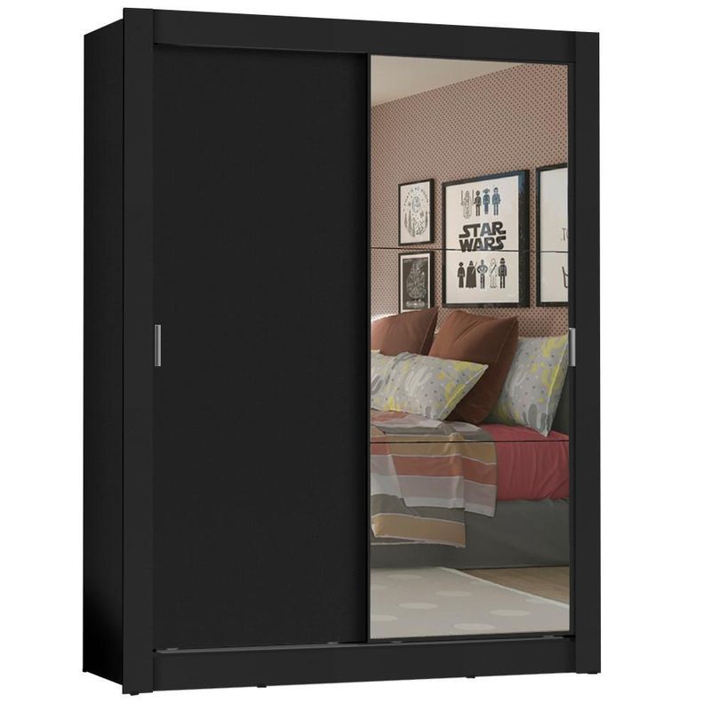 Guarda-roupa solteiro madesa denver 2 portas de correr com espelho p