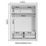 Guarda-roupa solteiro madesa dallas plus 2 portas de correr com espelho 4 gavetas - branco