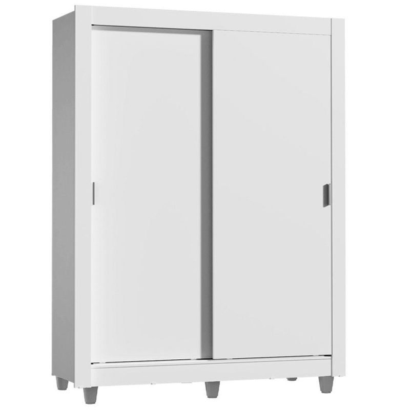 Guarda-roupa solteiro madesa dallas plus 2 portas de correr 4 gavetas com pés - branco