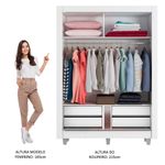 Guarda-roupa solteiro madesa dallas plus 2 portas de correr 4 gavetas com pés - branco