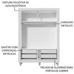 Guarda-roupa solteiro madesa dallas plus 2 portas de correr 4 gavetas com pés - branco