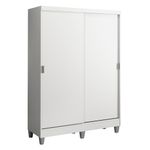 Guarda-roupa solteiro madesa luke 2 portas de correr de madeira com pés - branco