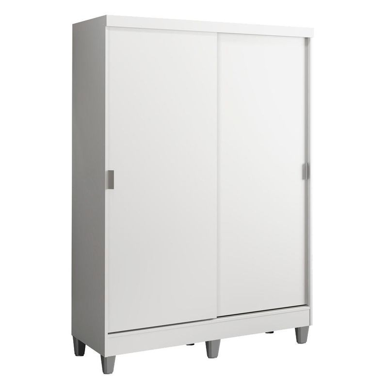 Guarda-roupa solteiro madesa luke 2 portas de correr de madeira com pés - branco