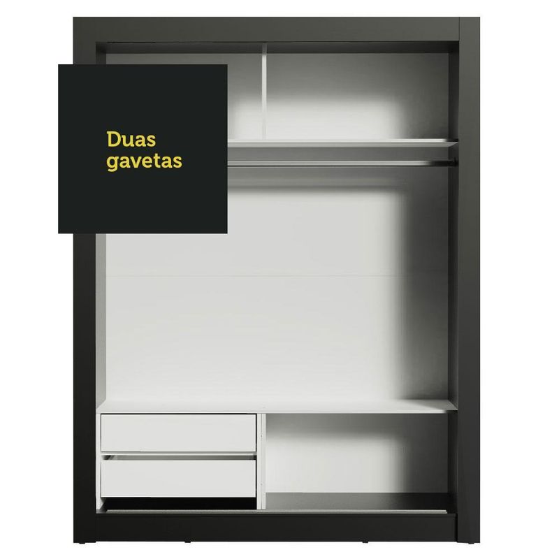 Guarda-roupa solteiro madesa dallas 2 portas de correr de espelho 2 gavetas