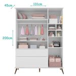 Dormitório Melinda em MDF e MDP 131 cm Branco Phoenix Baby com Guarda Roupa Cômoda e Berço Retrô
