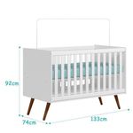 Dormitório Melinda em MDF e MDP 131 cm Branco Phoenix Baby com Guarda Roupa Cômoda e Berço Retrô
