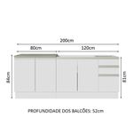 Kit com 2 balcões de cozinha madesa glamy 4 portas 3 gavetas (sem tampo e pia) - branco
