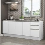 Kit com 2 balcões de cozinha madesa glamy 4 portas 3 gavetas (sem tampo e pia) - branco