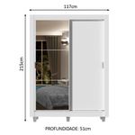 Guarda-roupa solteiro madesa dallas 2 portas de correr com espelho 2 gavetas com pés - branco