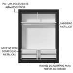 Guarda-roupa solteiro madesa dallas plus 2 portas de correr com espelho 4 gavetas - preto