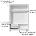 Guarda-roupa solteiro madesa dallas 2 portas de correr de espelho 2 gavetas com pés
