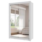 Guarda-roupa solteiro 2 portas de correr com espelhos 4 gavetas branco vivare plus madesa