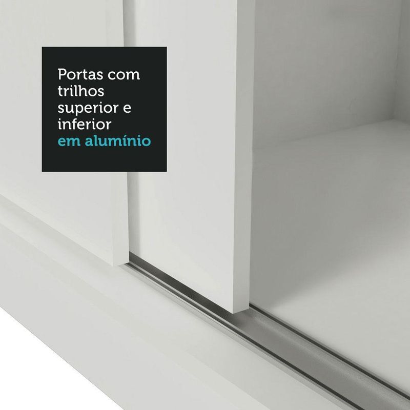 Guarda-roupa solteiro 2 portas de correr com espelhos 4 gavetas branco vivare plus madesa