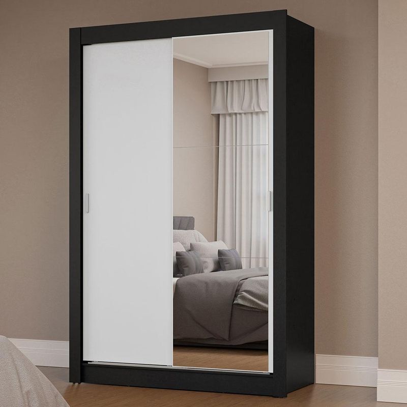 Guarda-roupa solteiro 2 portas de correr com espelho milano madesa