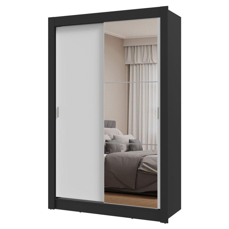 Guarda-roupa solteiro 2 portas de correr com espelho milano madesa