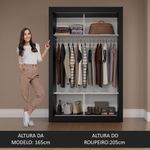 Guarda-roupa solteiro 2 portas de correr com espelho milano madesa
