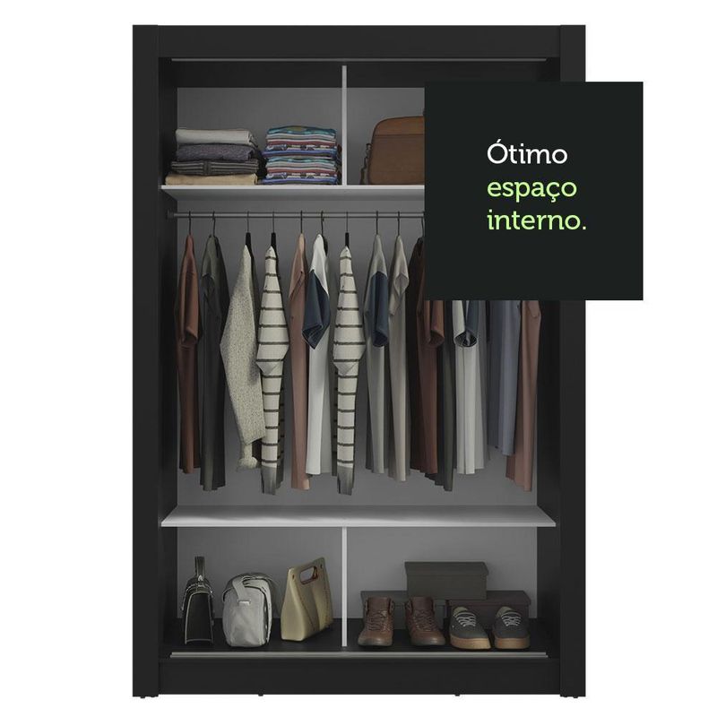 Guarda-roupa solteiro 2 portas de correr com espelho milano madesa