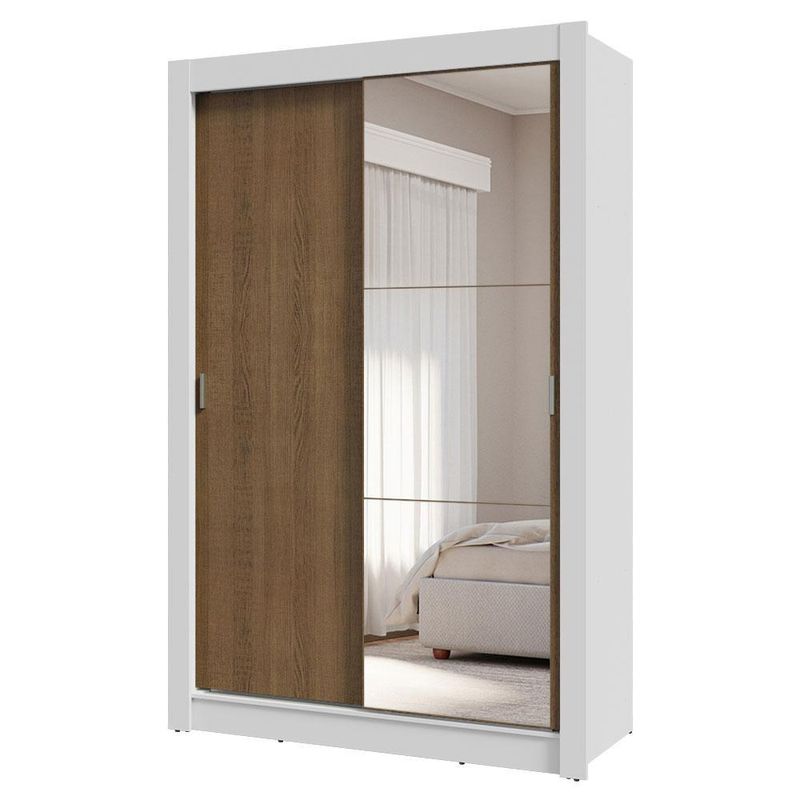 Guarda-roupa solteiro 2 portas de correr com espelho 4 gavetas vivare plus madesa