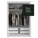 Guarda-roupa solteiro 2 portas de correr com espelho 4 gavetas vivare plus madesa