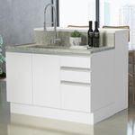 Ilha de cozinha com bancada e balcão 120 cm branco glamy madesa
