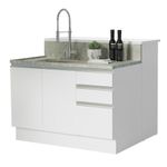 Ilha de cozinha com bancada e balcão 120 cm branco glamy madesa
