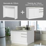 Ilha de cozinha com bancada e balcão 120 cm branco glamy madesa