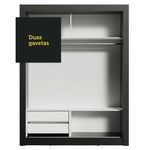 Guarda-roupa solteiro madesa dallas 2 portas de correr 2 gavetas - preto