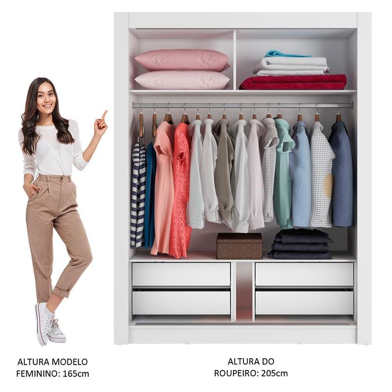 Guarda-roupa solteiro madesa dallas plus 2 portas de correr 4 gavetas