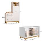 Conjunto de Quarto Guarda Roupa Cômoda Flora e Berço Slim 2 Portas 3 Gavetas MDP e MDF 120,4CM Rosa