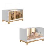 Conjunto Quarto Guarda Roupa Cômoda Flora e Berço Slim 2 Portas 3 Gavetas MDP e MDF Rosa Branco