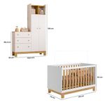 Conjunto Quarto Guarda Roupa Cômoda Flora e Berço Slim 2 Portas 3 Gavetas MDP e MDF Rosa Branco