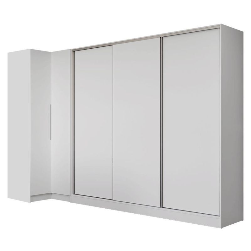 Guarda-roupa modulado neo + guarda-roupa royale 3 portas de correr branco madesa
