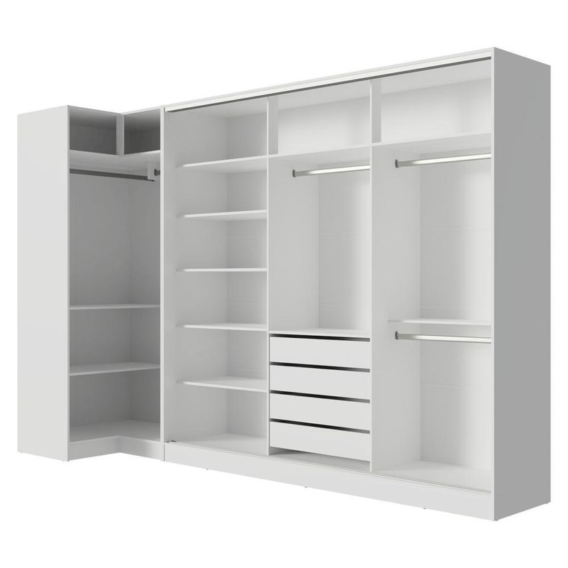 Guarda-roupa modulado neo + guarda-roupa royale 3 portas de correr branco madesa