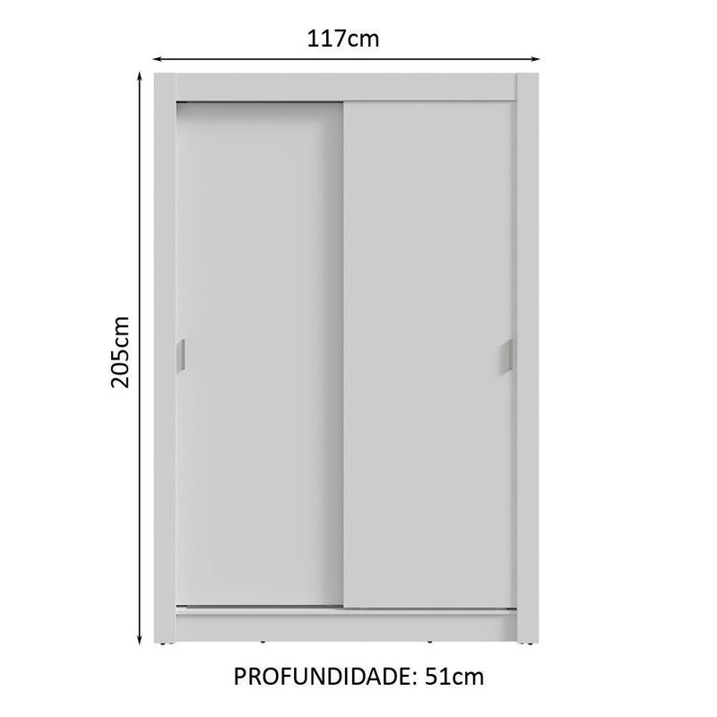 Guarda-roupa solteiro 2 portas de correr 4 gavetas branco vivare plus madesa