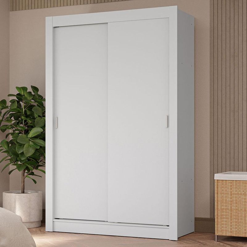 Guarda-roupa solteiro 2 portas de correr 4 gavetas branco vivare plus madesa