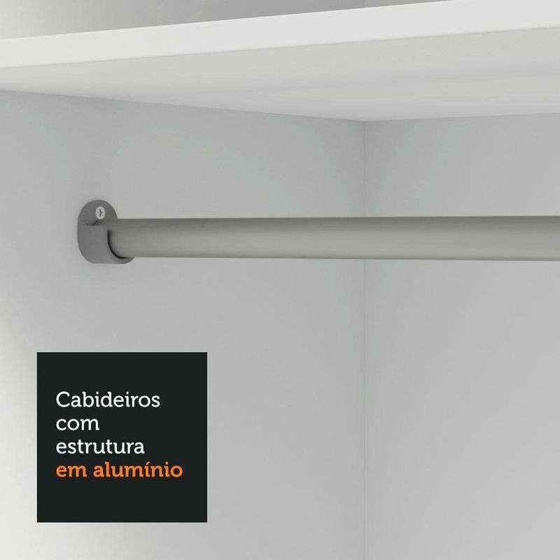 Guarda-roupa solteiro 2 portas de correr 4 gavetas branco vivare plus madesa