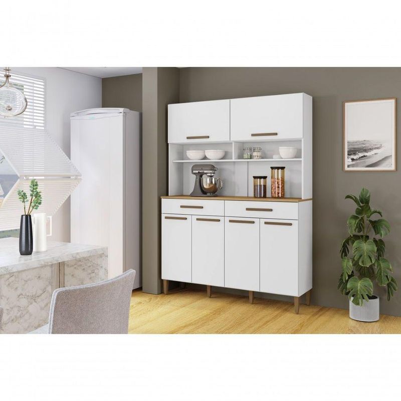 Kit Cozinha Itália 6 Portas 2 Gavetas MDP 138cm Branco Arte Móveis