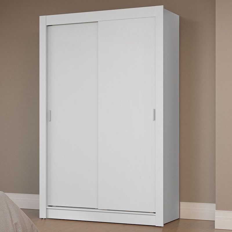 Guarda-roupa solteiro 2 portas de correr branco milano madesa