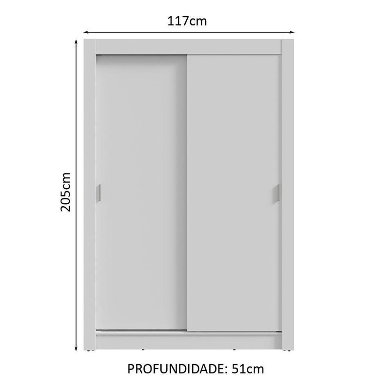 Guarda-roupa solteiro 2 portas de correr branco milano madesa