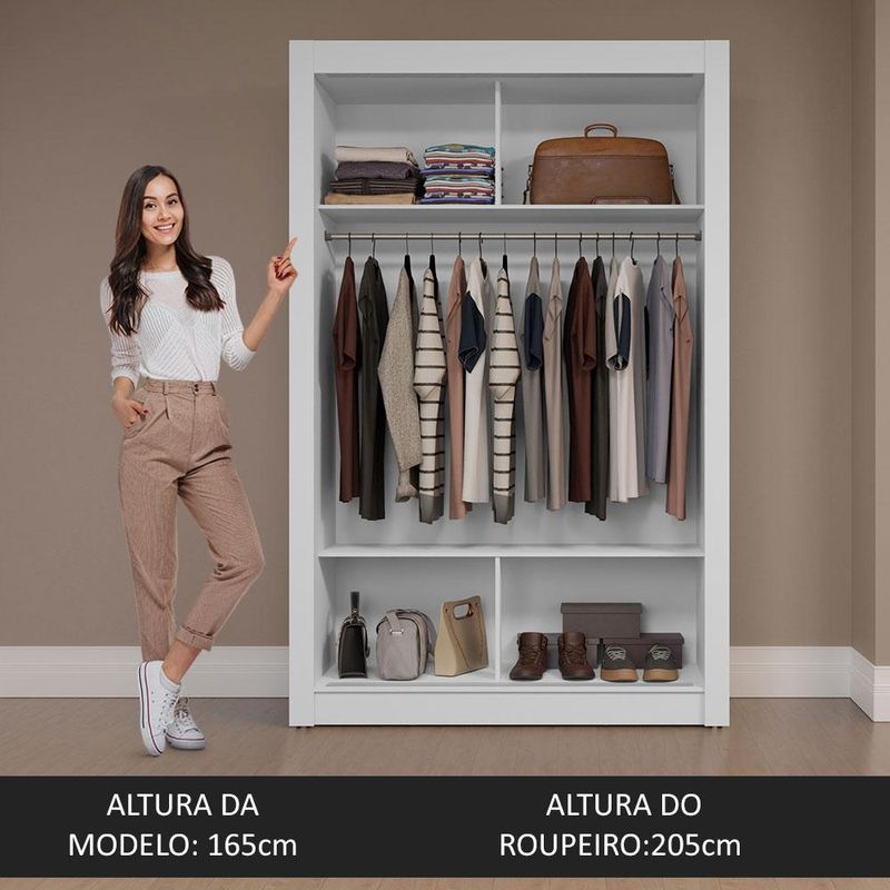 Guarda-roupa solteiro 2 portas de correr branco milano madesa
