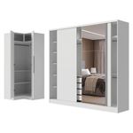 Guarda-roupa modulado neo + guarda-roupa royale 3 portas de correr com espelho branco madesa