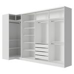 Guarda-roupa modulado neo + guarda-roupa royale 3 portas de correr com espelho branco madesa