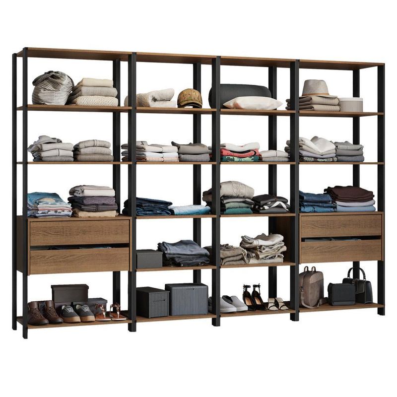Guarda-roupa closet modulado 4 gavetas 258 cm valencia madesa 06