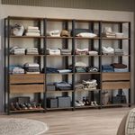 Guarda-roupa closet modulado 4 gavetas 258 cm valencia madesa 06